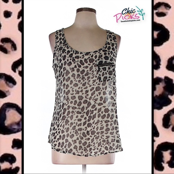 Animal print sleeveless blouse w zip pocket - Picture 1 of 8